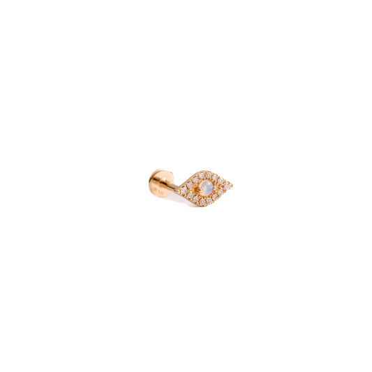 Beware in Yellow Gold - Diamond Threaded Flatback Stud