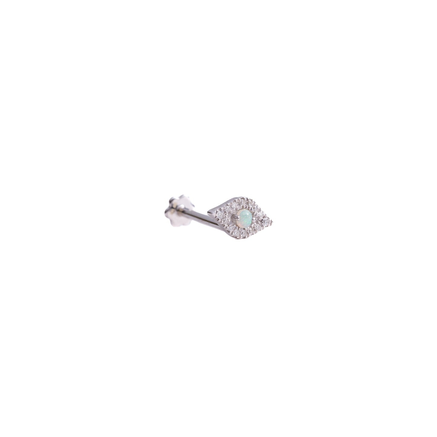 Beware in White Gold - Diamond Threaded Flatback Stud