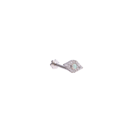 Beware in White Gold - Diamond Threaded Flatback Stud