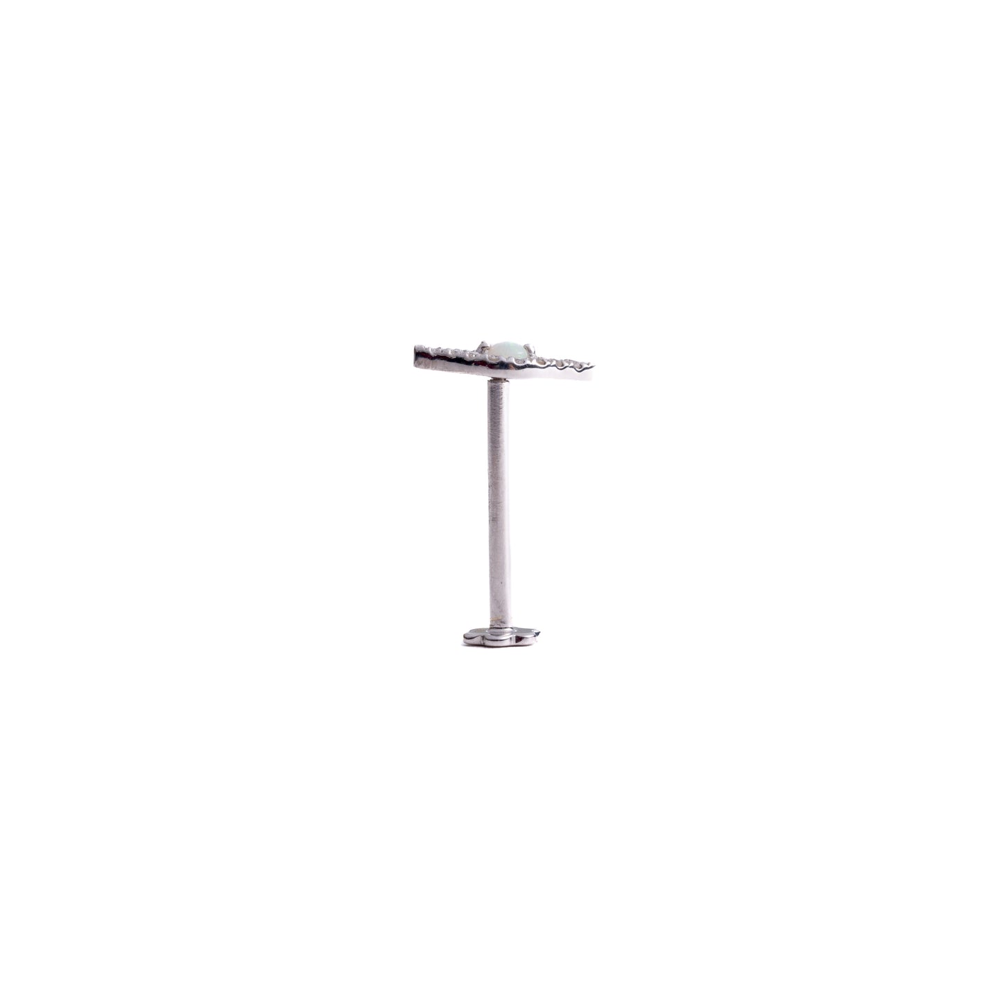 Protection in White Gold - Diamond Threaded Flatback Stud