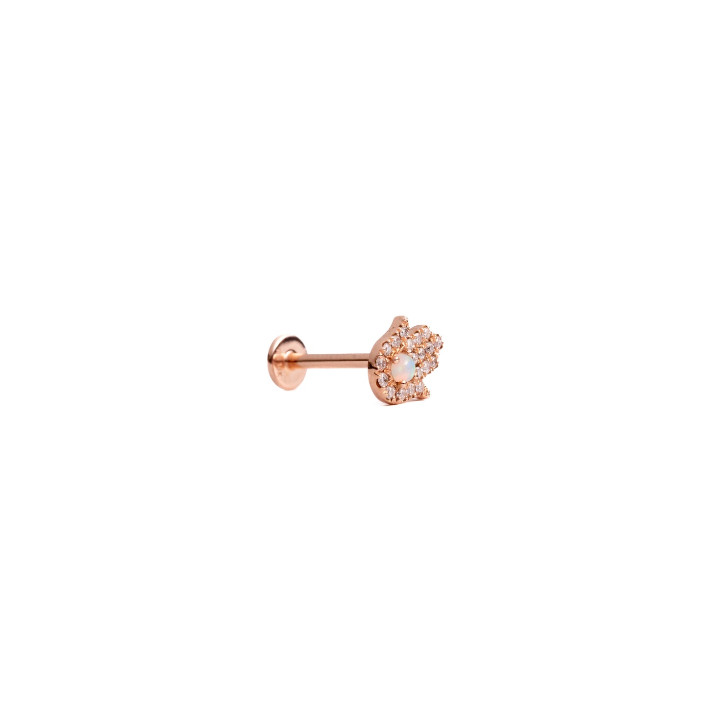 Protection in Rose Gold - Diamond Threaded Flatback Stud