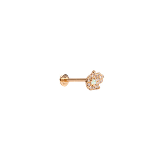 Protection in Yellow Gold - Diamond Threaded Flatback Stud