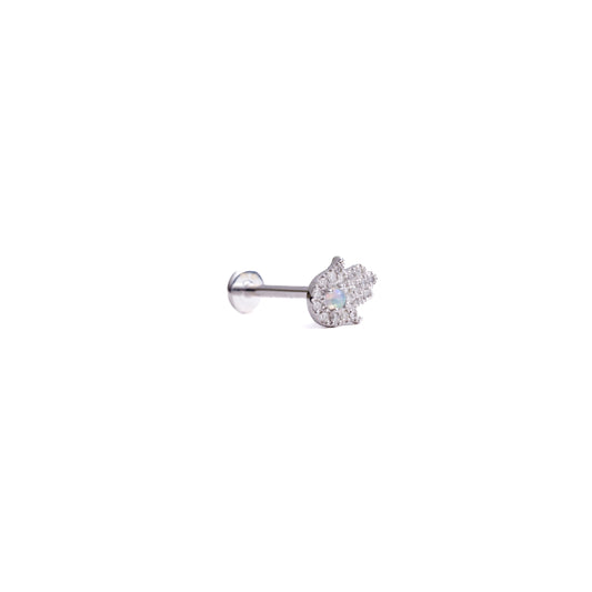 Protection in White Gold - Diamond Threaded Flatback Stud