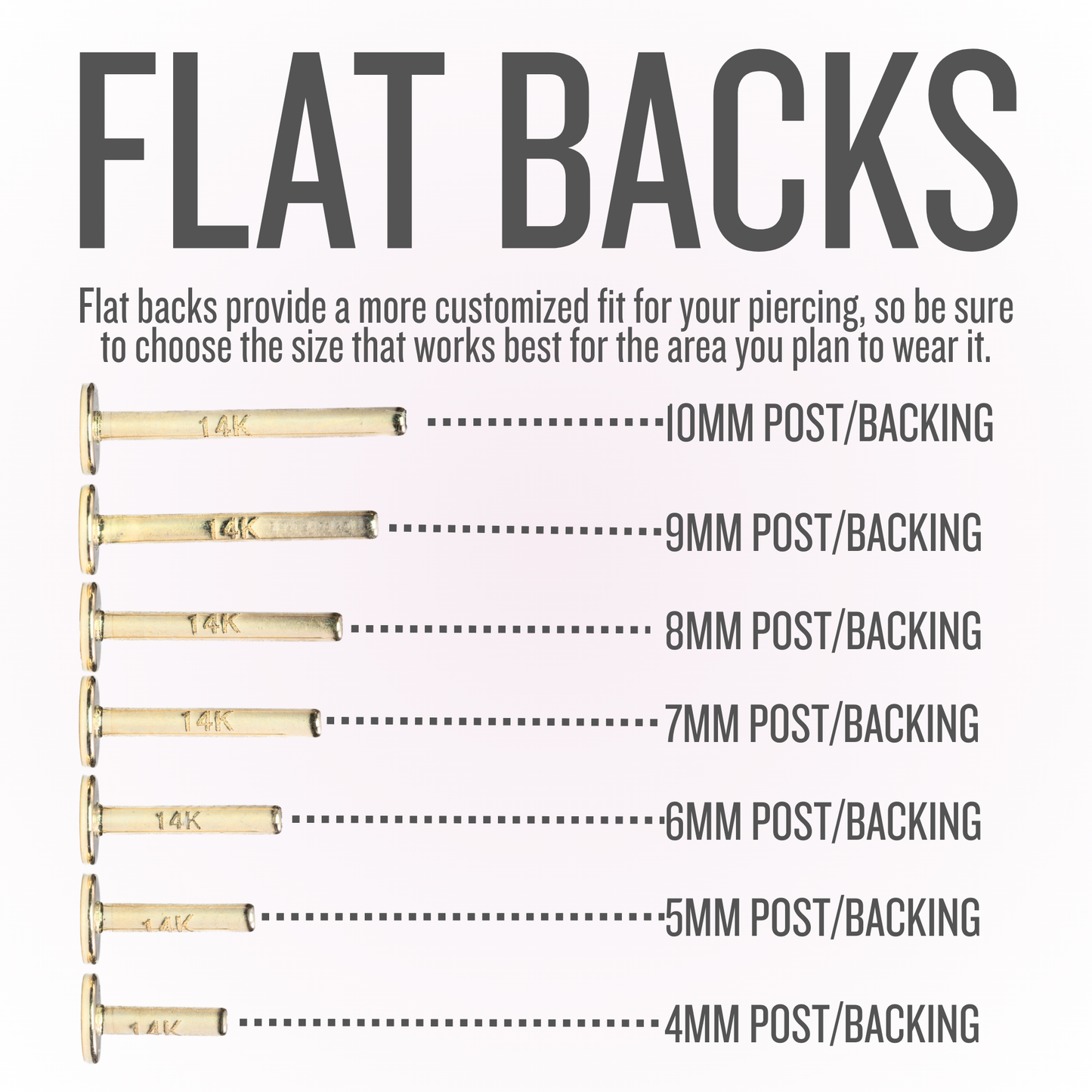 Angels Wing – Solid Wing Threadless Flat Back Stud